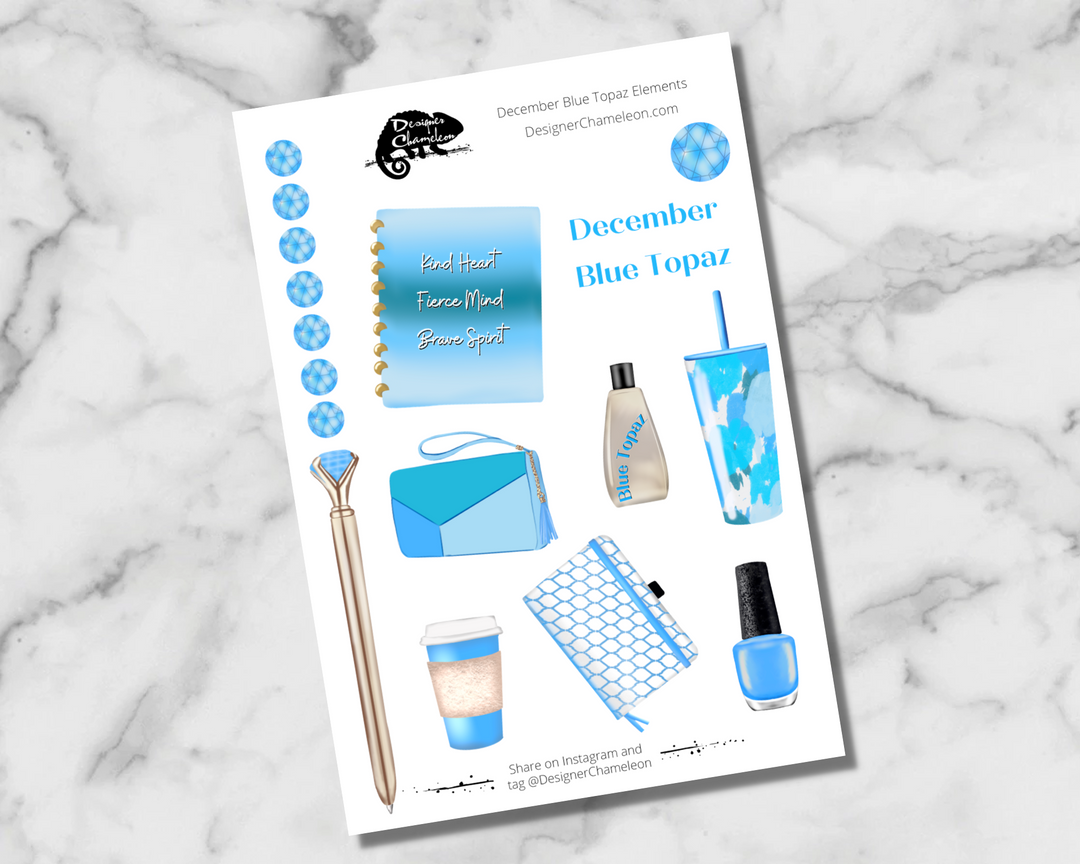 December Blue Topaz Elements Stickers