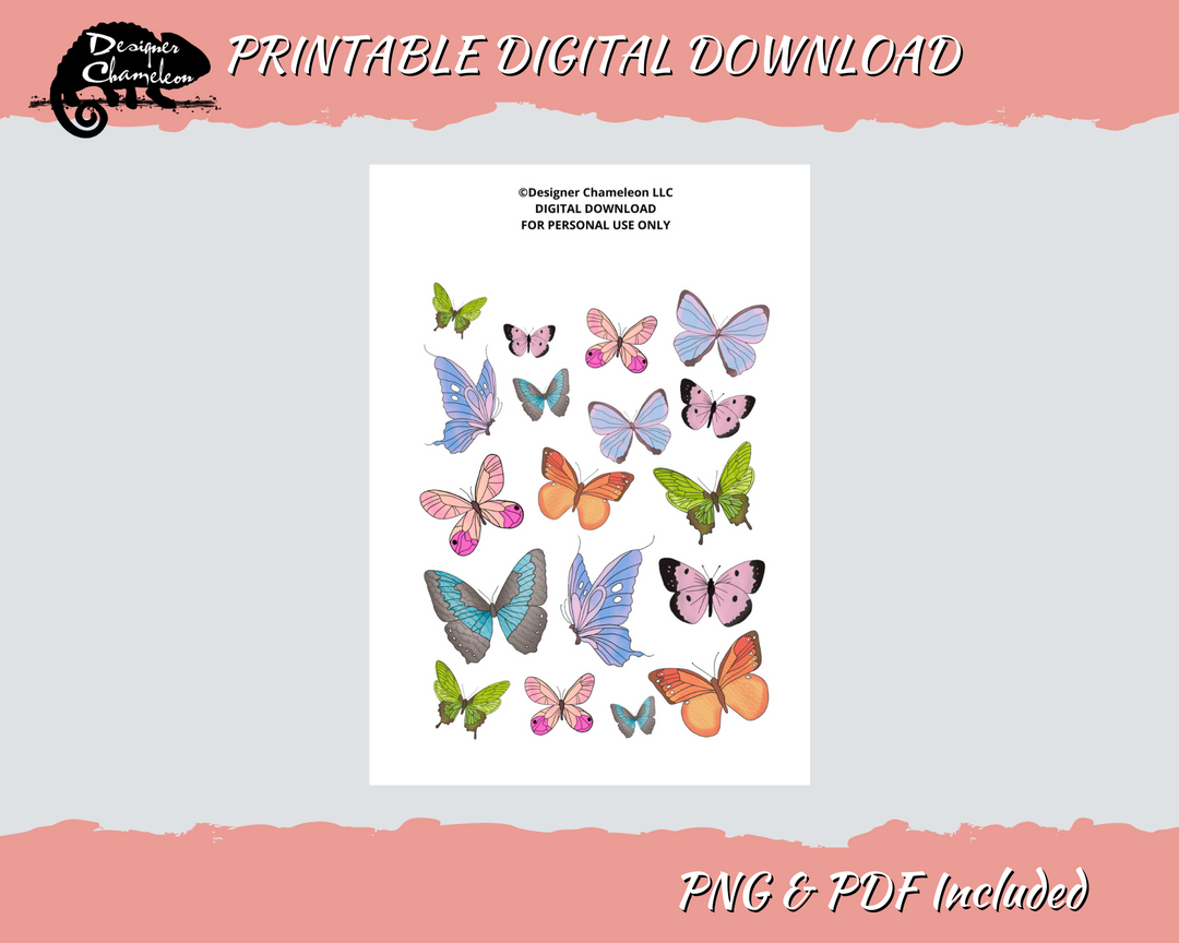 DIGITAL Pastel Butterfly Stickers