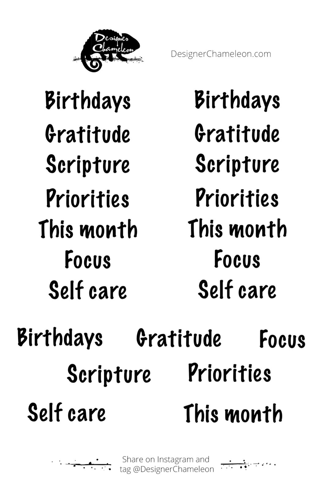 KK -Custom Monthly Prompt Stickers