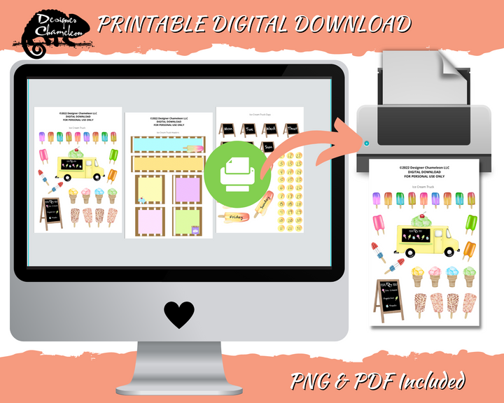 DIGITAL Ice Cream Truck Collection Stickers