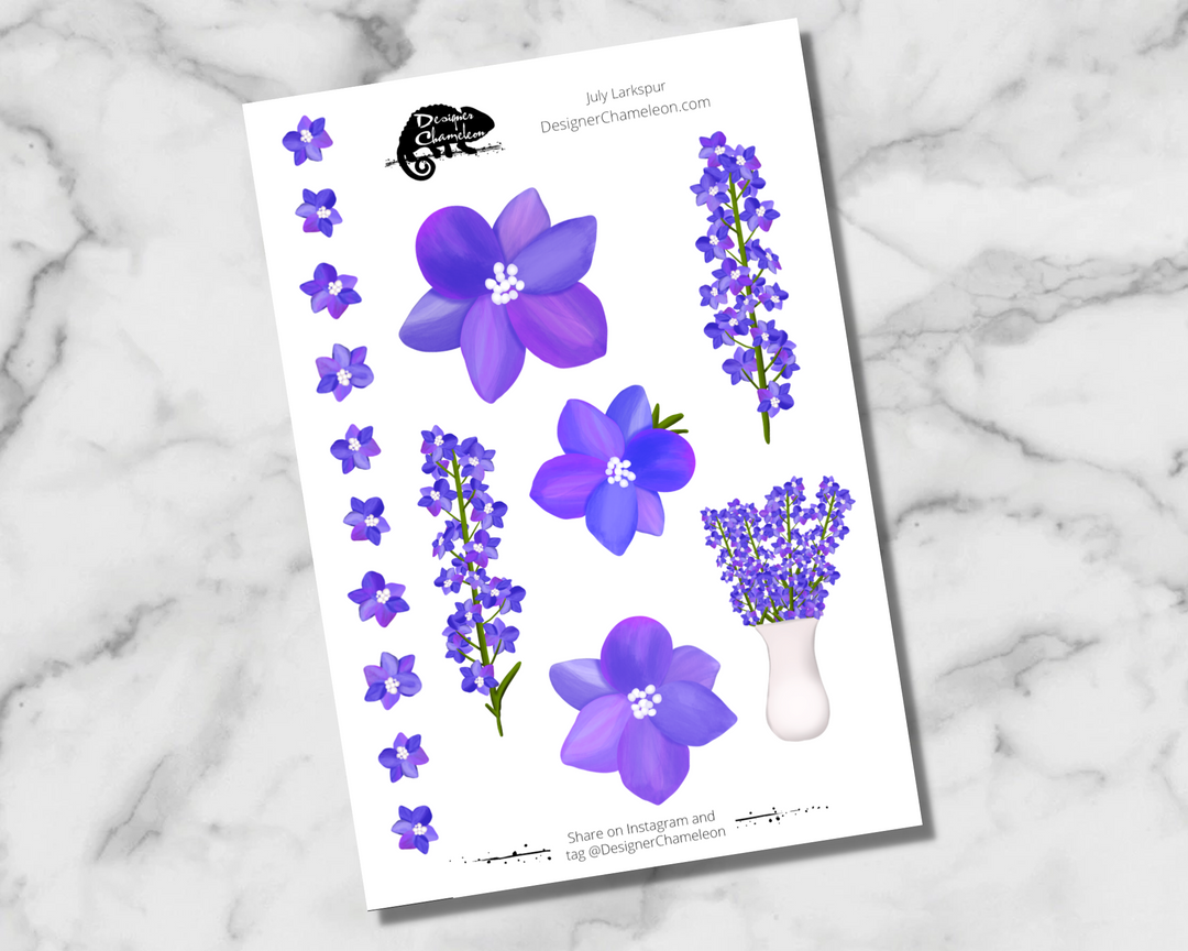 July Larkspur Accent Stickers