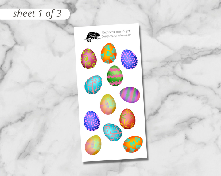 Decorated Eggs Bright Spread Set Stickers