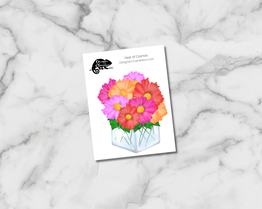 Vase of Cosmos Single Sticker
