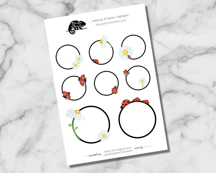 Ladybugs & Daisies Theme Sticker Collection
