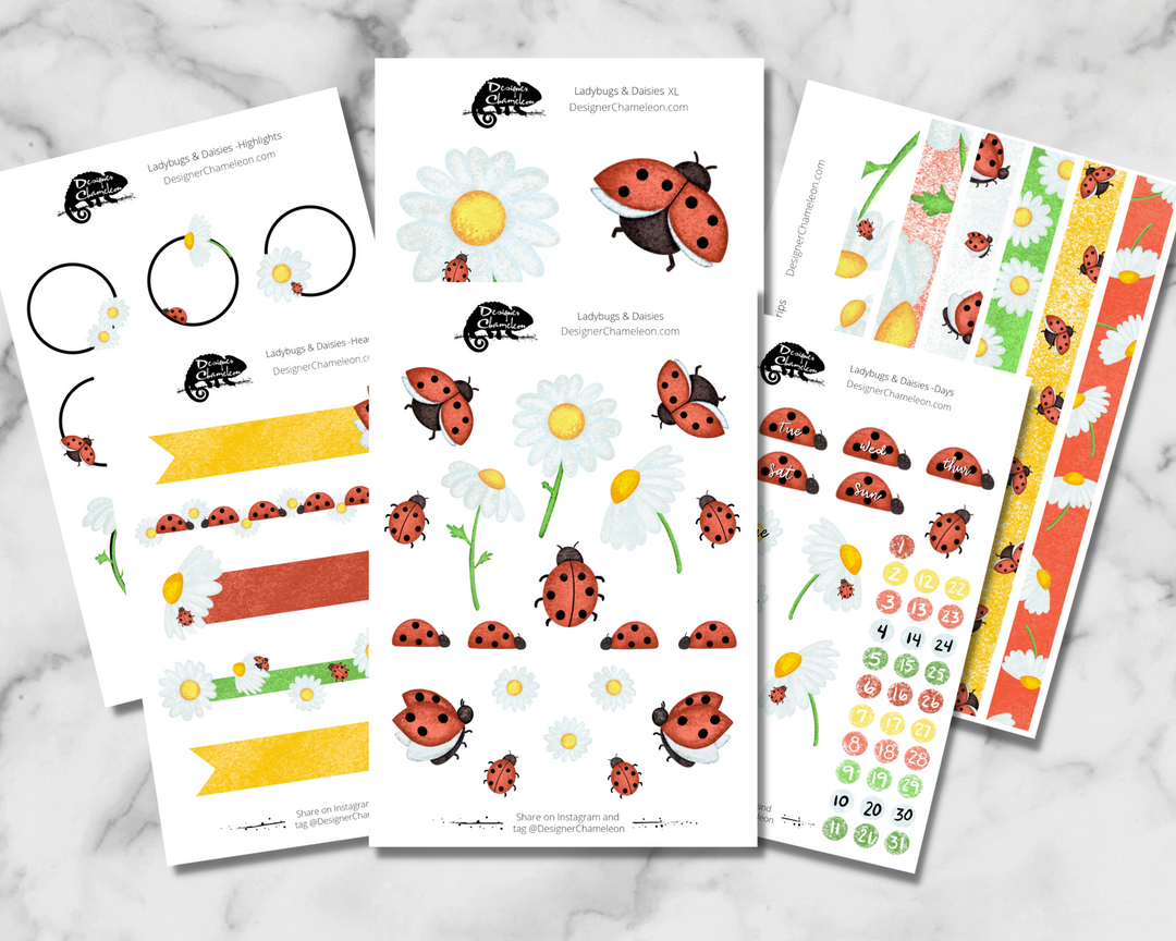 Ladybugs & Daisies Theme Sticker Collection