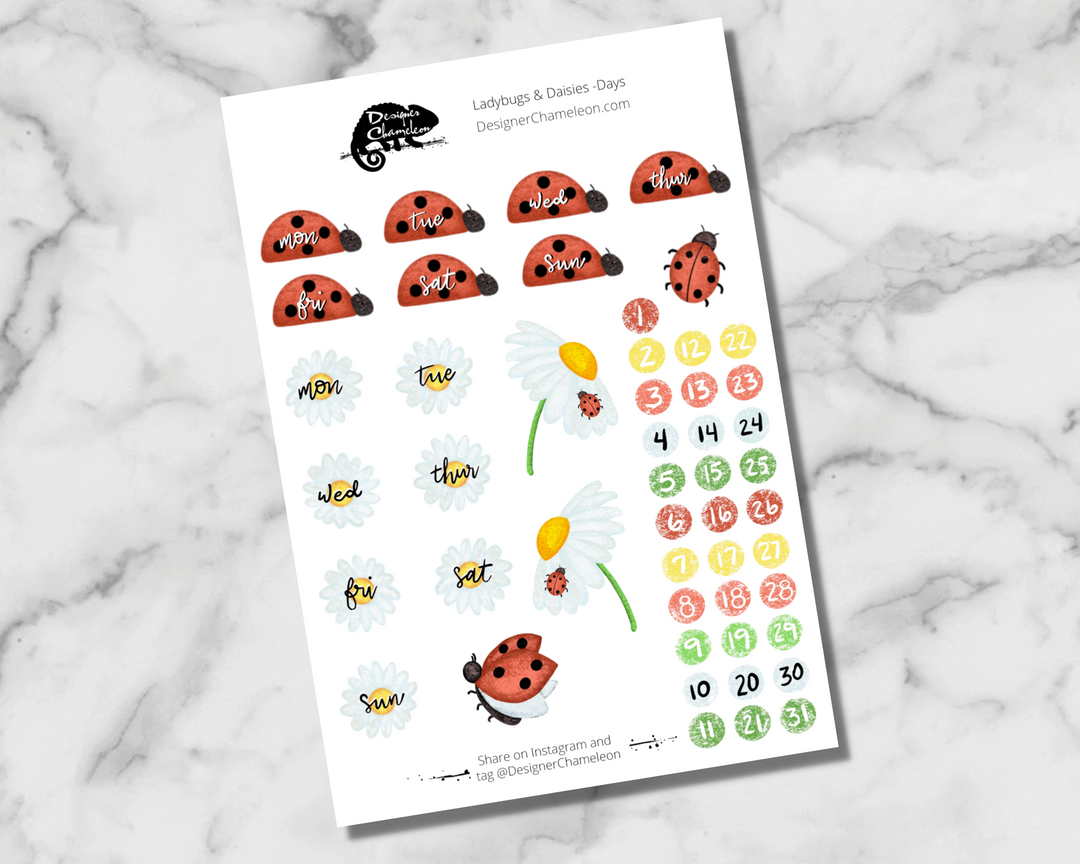 Ladybugs & Daisies Theme Sticker Collection