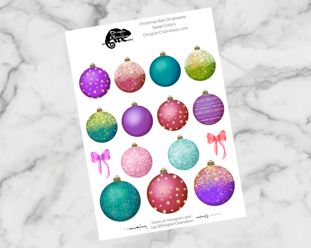 Christmas Ornament Balls -Sweet Colors