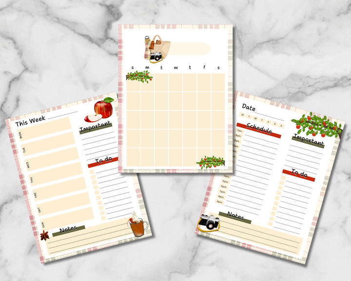 Apple Orchard Afternoon Planner Inserts