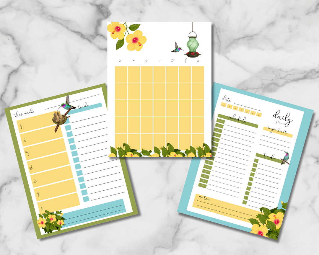 Hummingbirds planner inserts