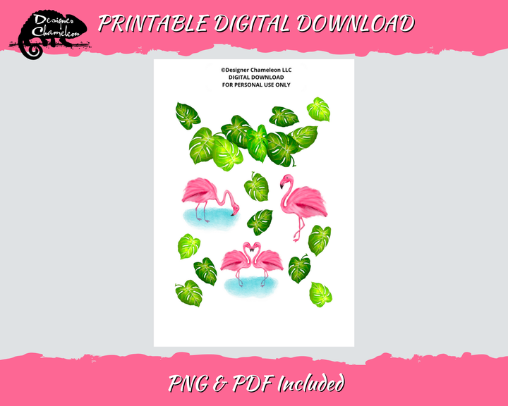 DIGITAL Tropical Flamingo Stickers