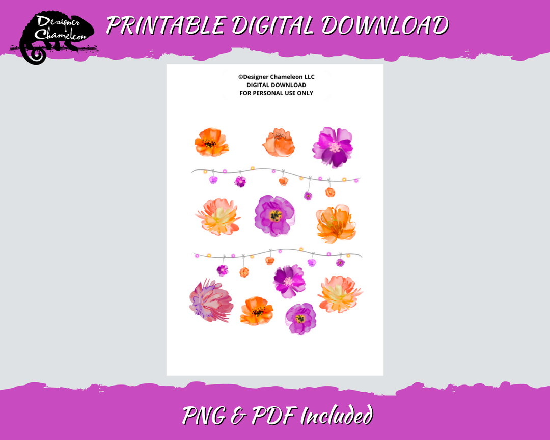 DIGITAL Fairy Light Floral Stickers