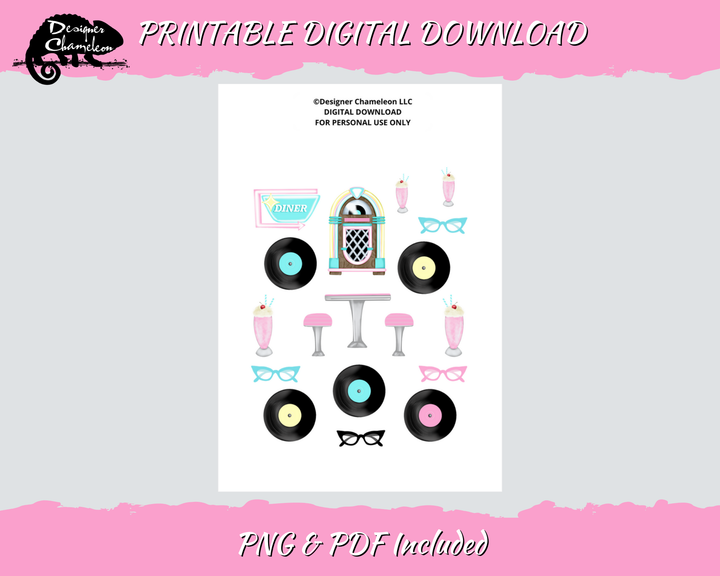DIGITAL Retro Diner Sticker Set