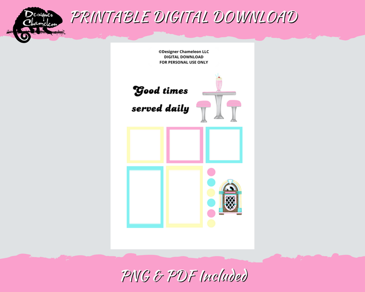 DIGITAL Retro Diner Sticker Set