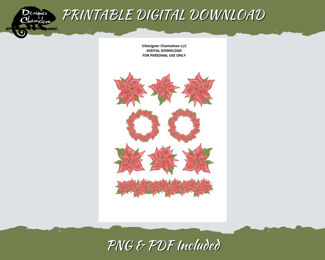 DIGITAL Poinsettia Sticker Set