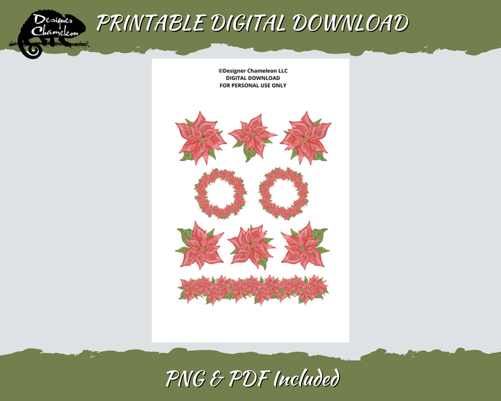 DIGITAL Poinsettia Sticker Set