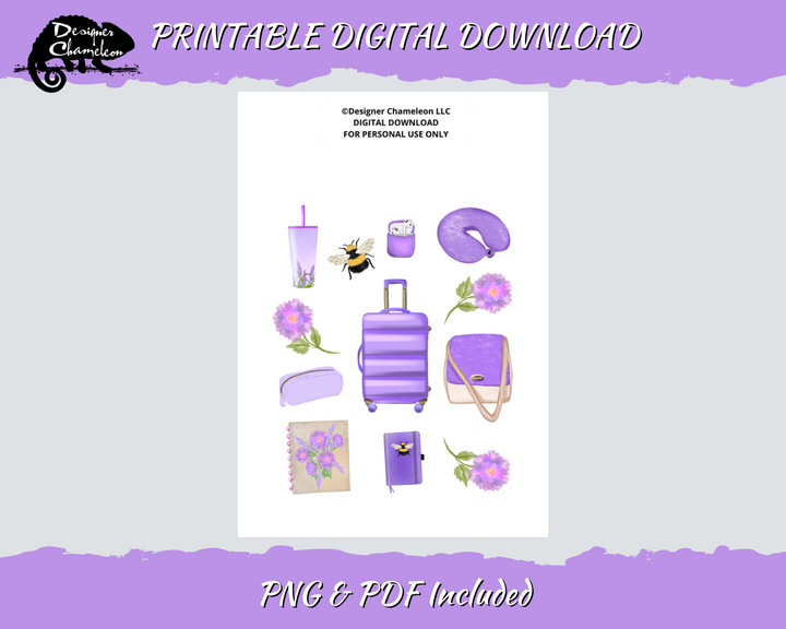 DIGITAL Travel Plans -Spring Purple Stickers