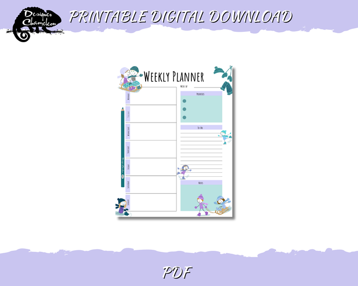 DIGITAL Snow Day Pencil Pals Planner Inserts