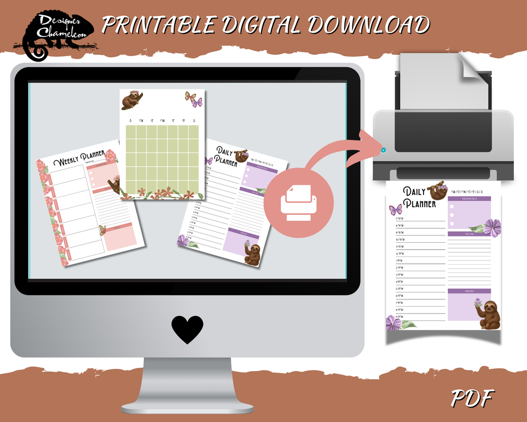 DIGITAL Sweet Sloths Planner Inserts