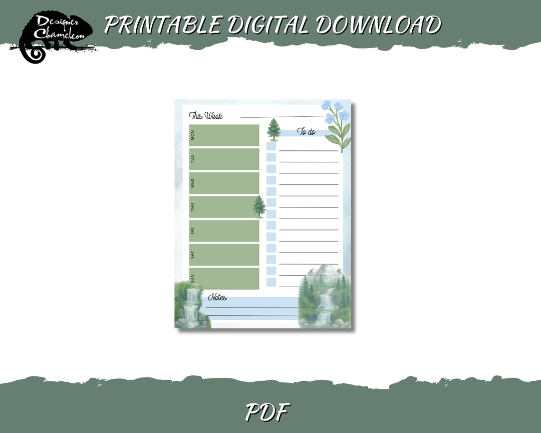 DIGITAL Mountains and Waterfalls Planner Inserts