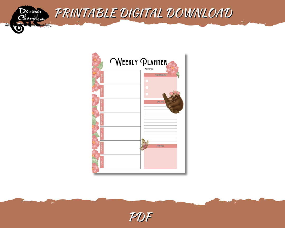 DIGITAL Sweet Sloths Planner Inserts