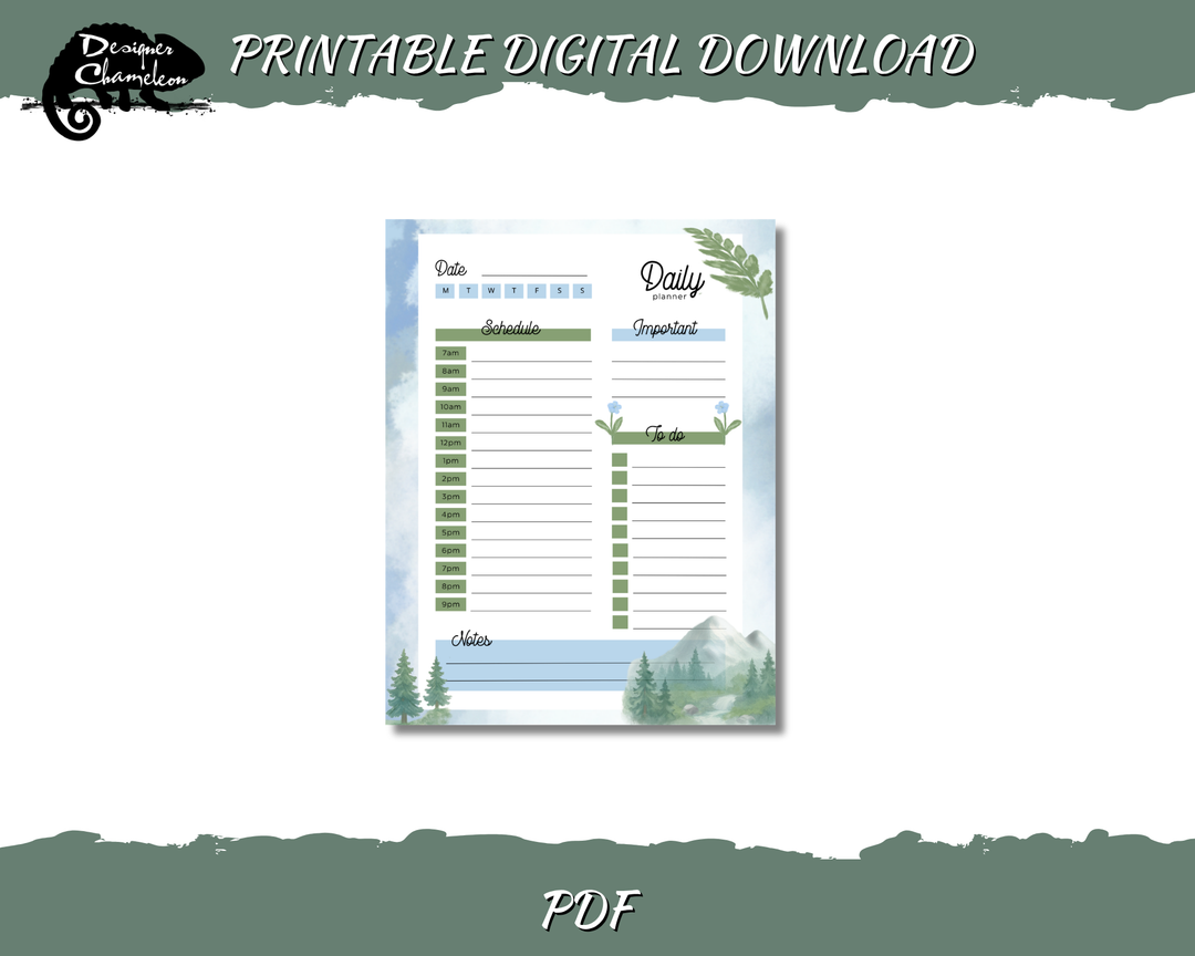 DIGITAL Mountains and Waterfalls Planner Inserts
