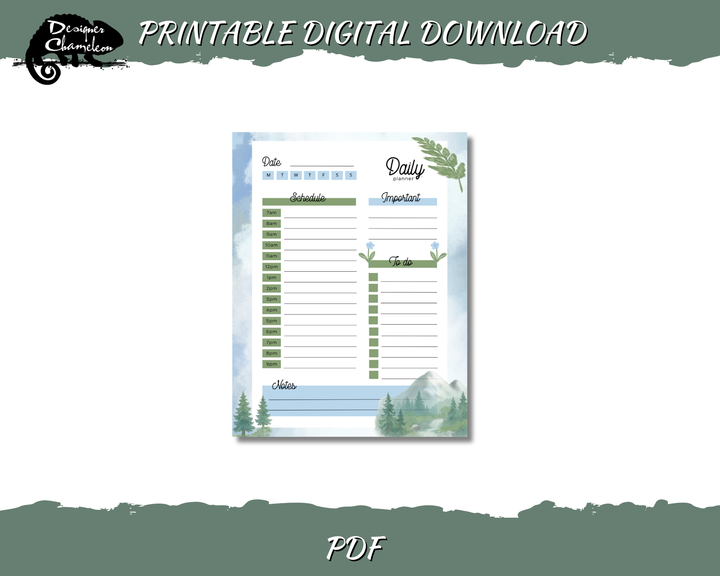 DIGITAL Mountains and Waterfalls Planner Inserts