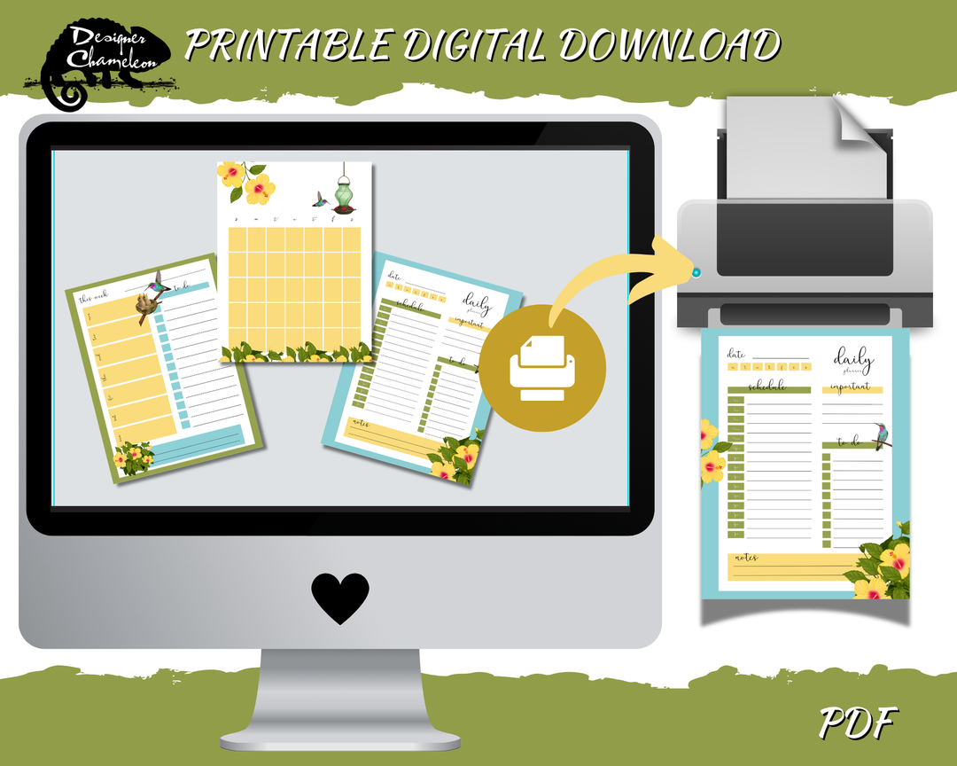 DIGITAL Hummingbirds Planner Inserts