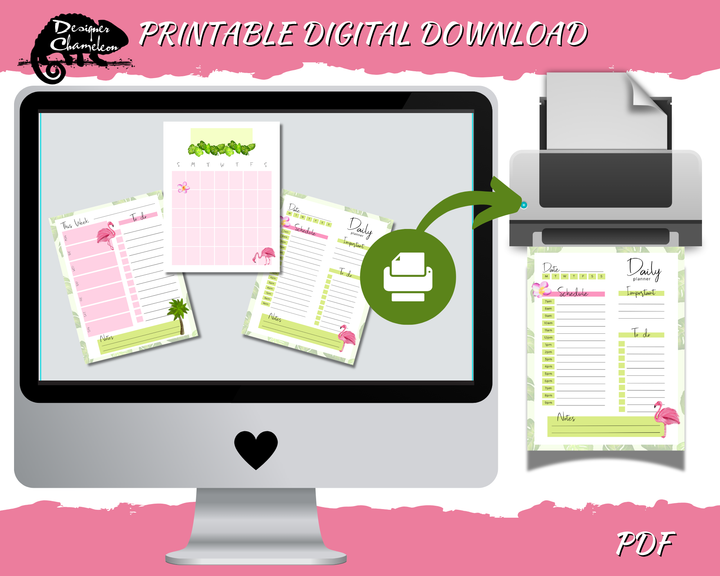 DIGITAL Pink Flamingo Planner Inserts