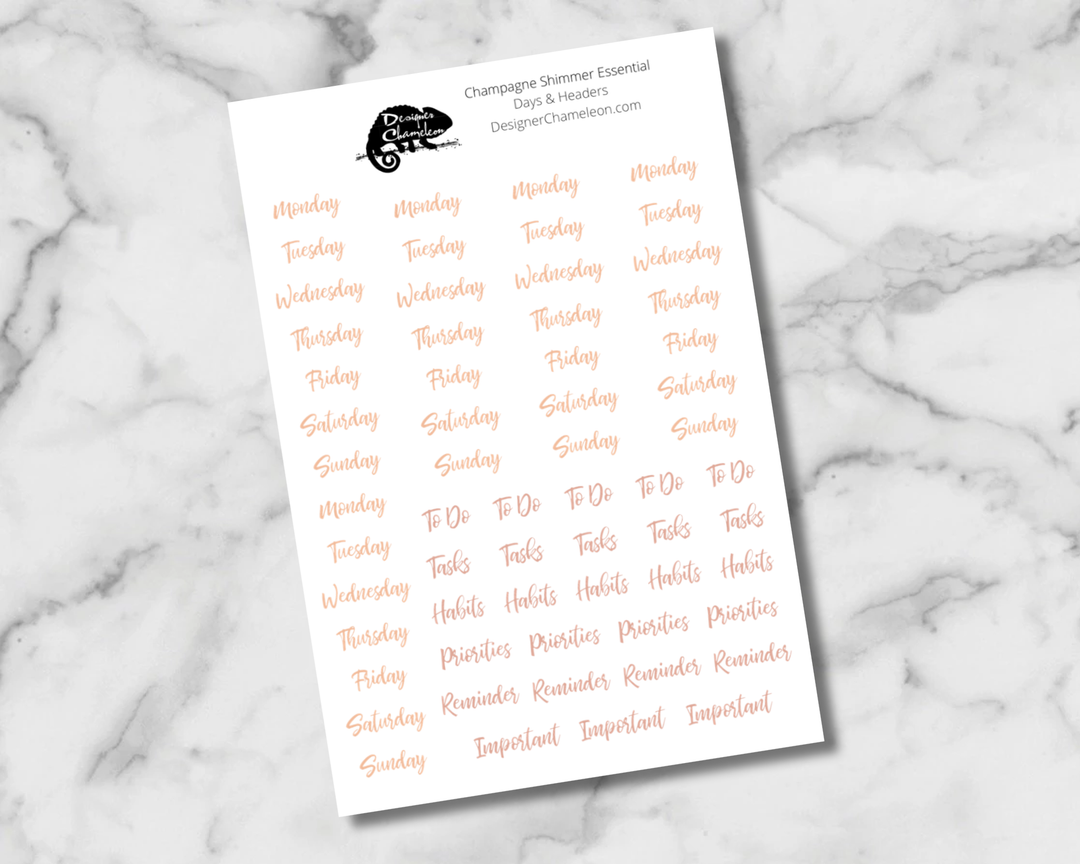 Champagne Shimmer Essentials Stickers