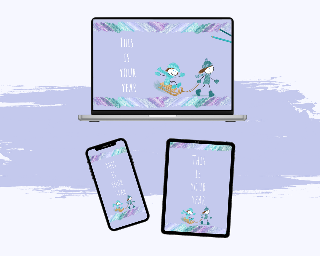 DIGITAL Snow Day Pencil Pals Screen Wallpaper Backgrounds