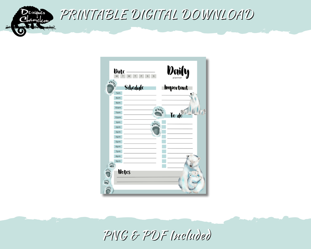 DIGITAL Polar Bears Planner Inserts