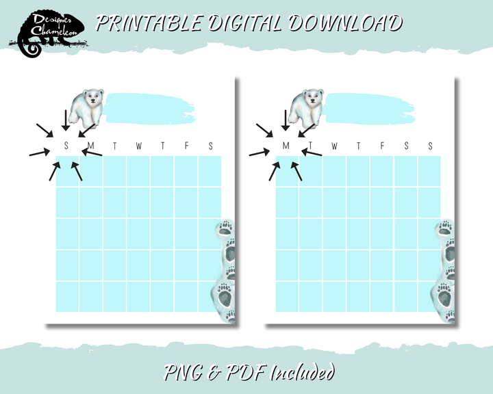 DIGITAL Polar Bears Planner Inserts