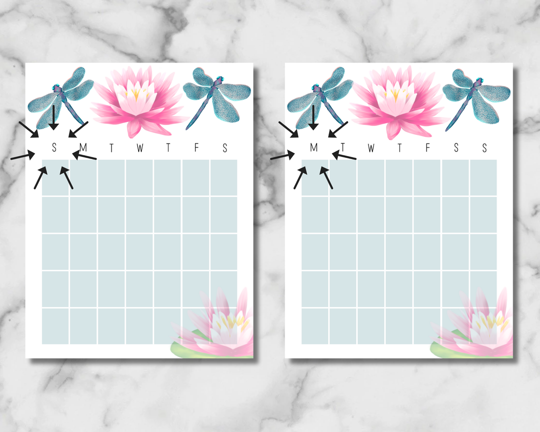 Dragonfly and Water Lilly Planner Inserts