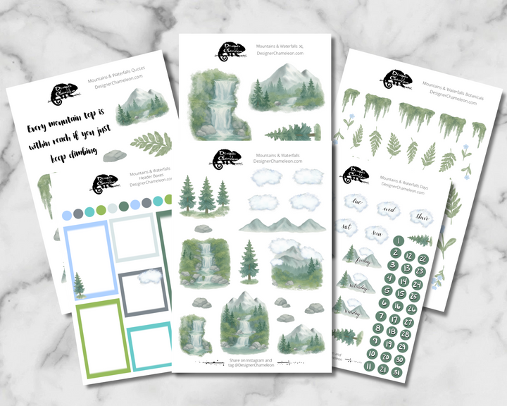 Mountains and Waterfalls Sticker Collection