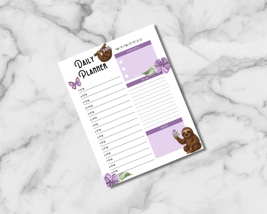 Sweet Sloths Planner Inserts