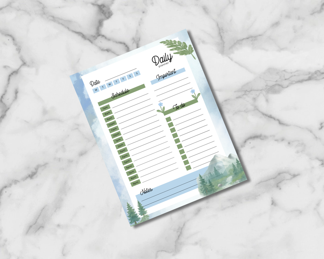 Mountains and Waterfalls Planner Inserts