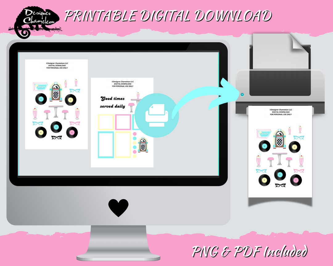 DIGITAL Retro Diner Sticker Set