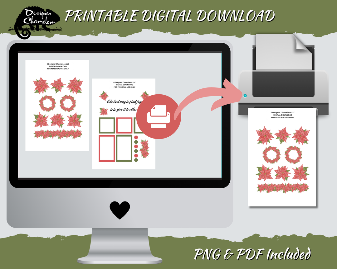 DIGITAL Poinsettia Sticker Set