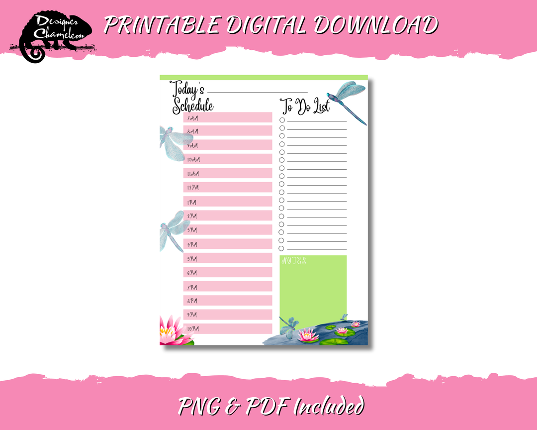 DIGITAL Dragonfly and Water Lilly Planner Inserts