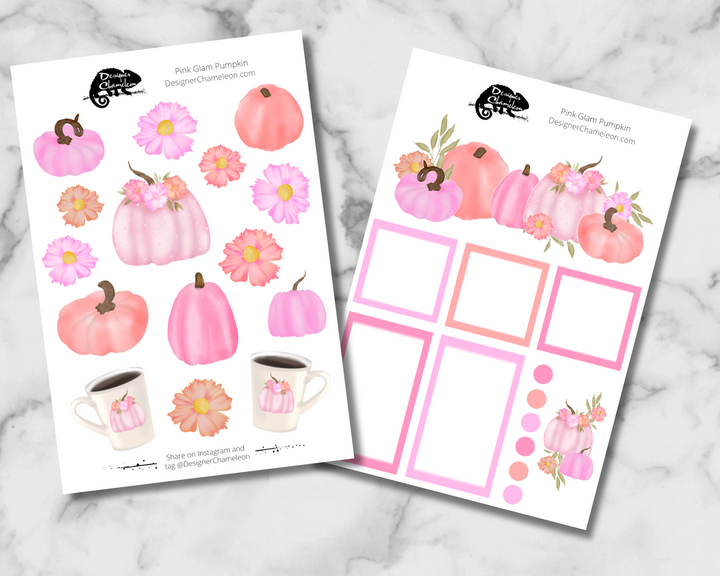 Pink Glam Pumpkin Sticker Set