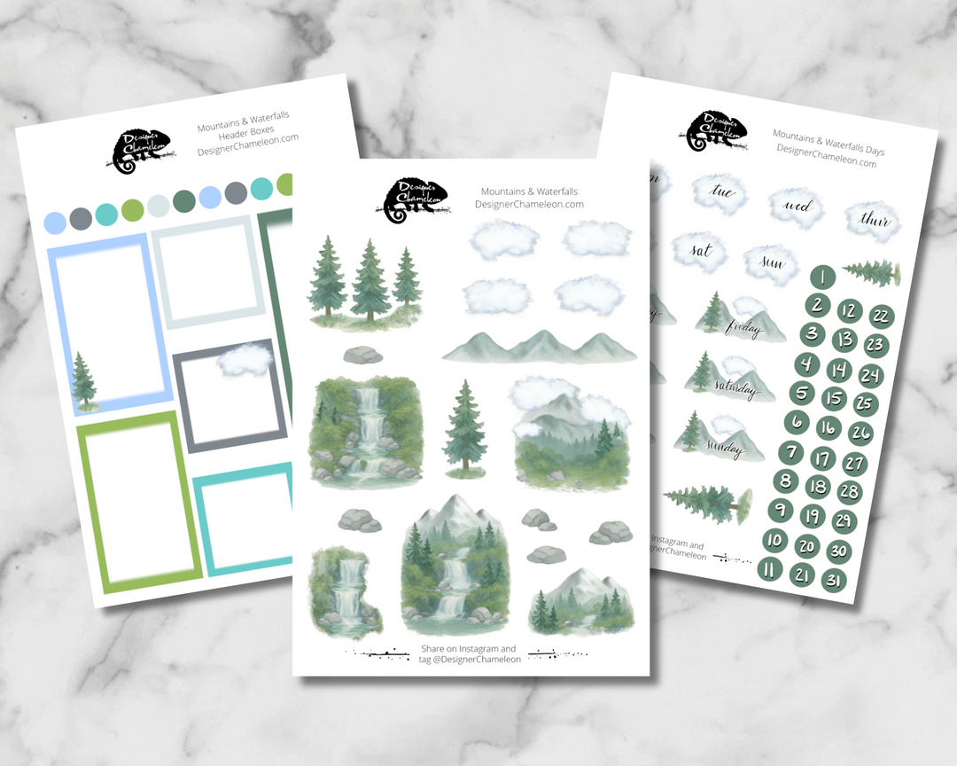 Mountains and Waterfalls Sticker Collection