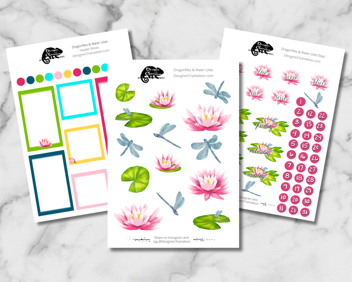 Dragonflies & Water Lilies Sticker Collection