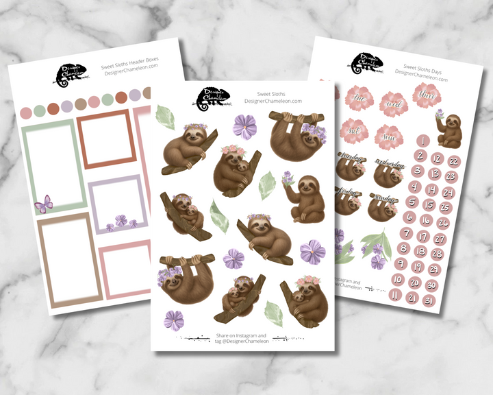 Sweet Sloths Sticker Collection