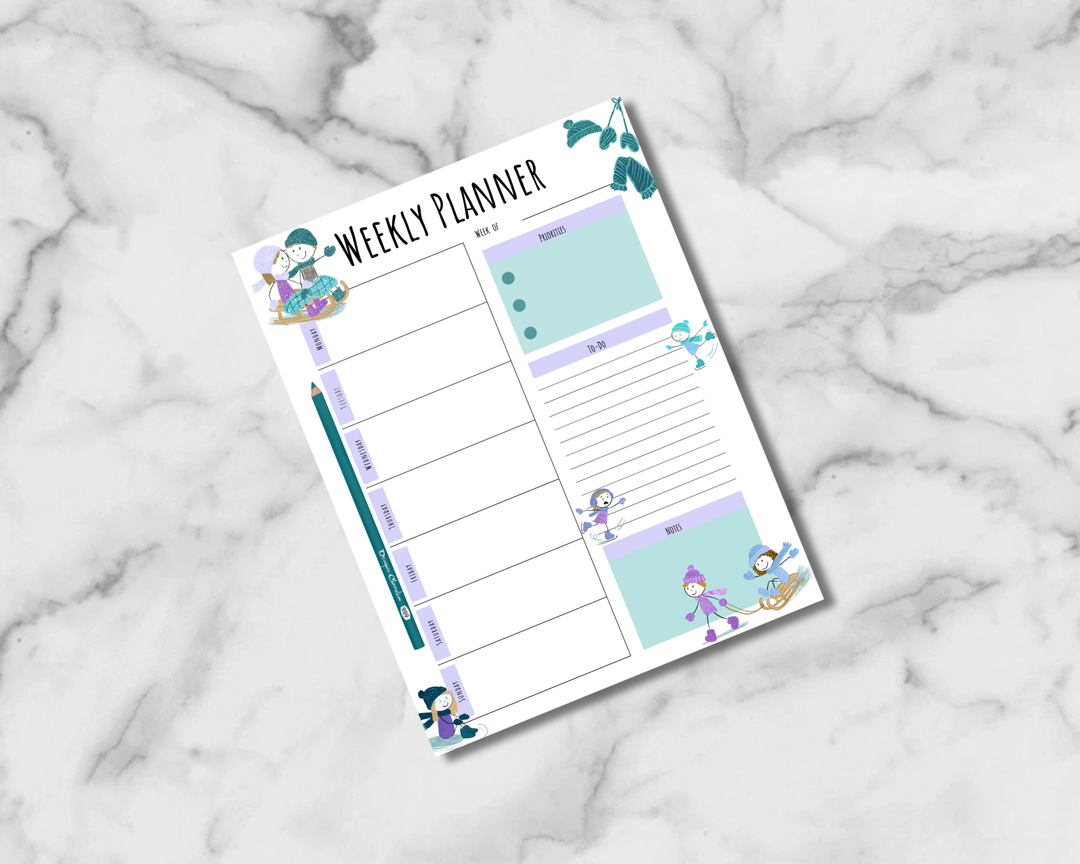 Snow Day Pencil Pals Planner Inserts