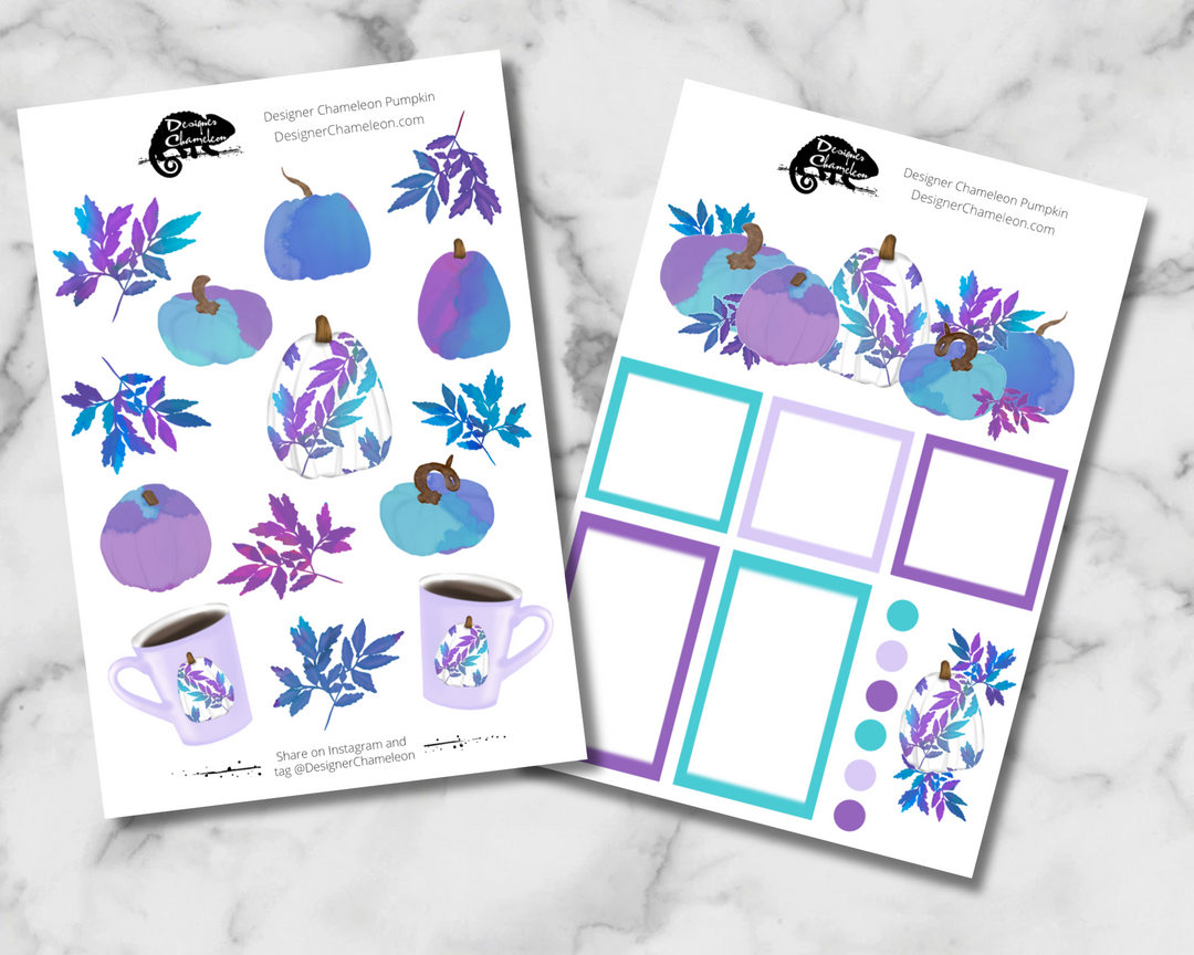 Designer Chameleon Pumpkin Sticker Set