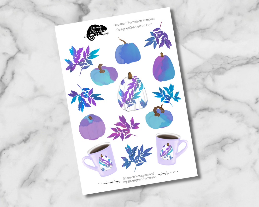 Designer Chameleon Pumpkin Sticker Set