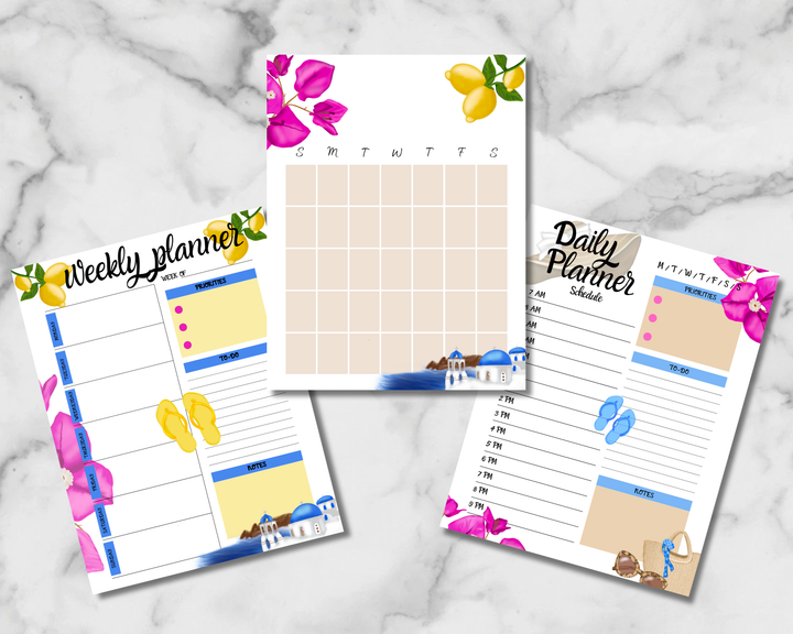 Santorini Summer Planner Inserts