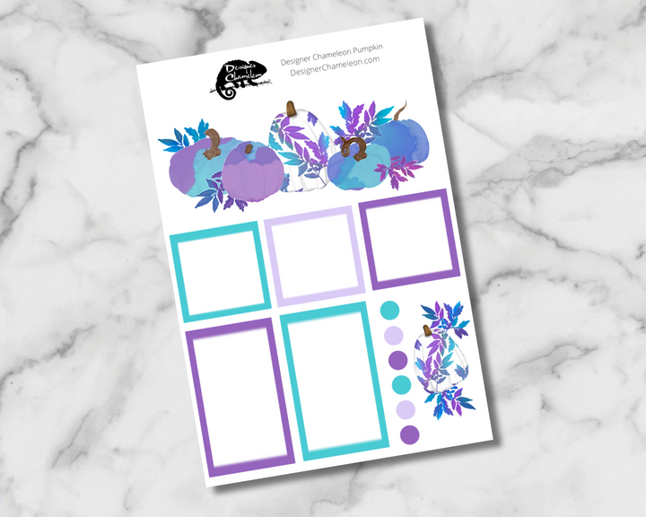 Designer Chameleon Pumpkin Sticker Set