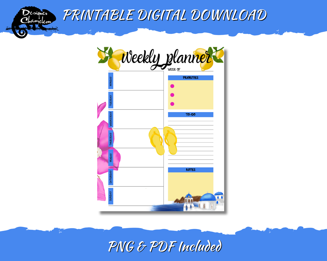 DIGITAL Santorini Summer Planner Inserts