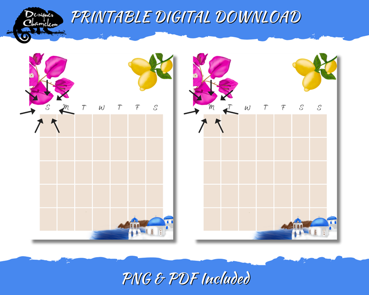 DIGITAL Santorini Summer Planner Inserts